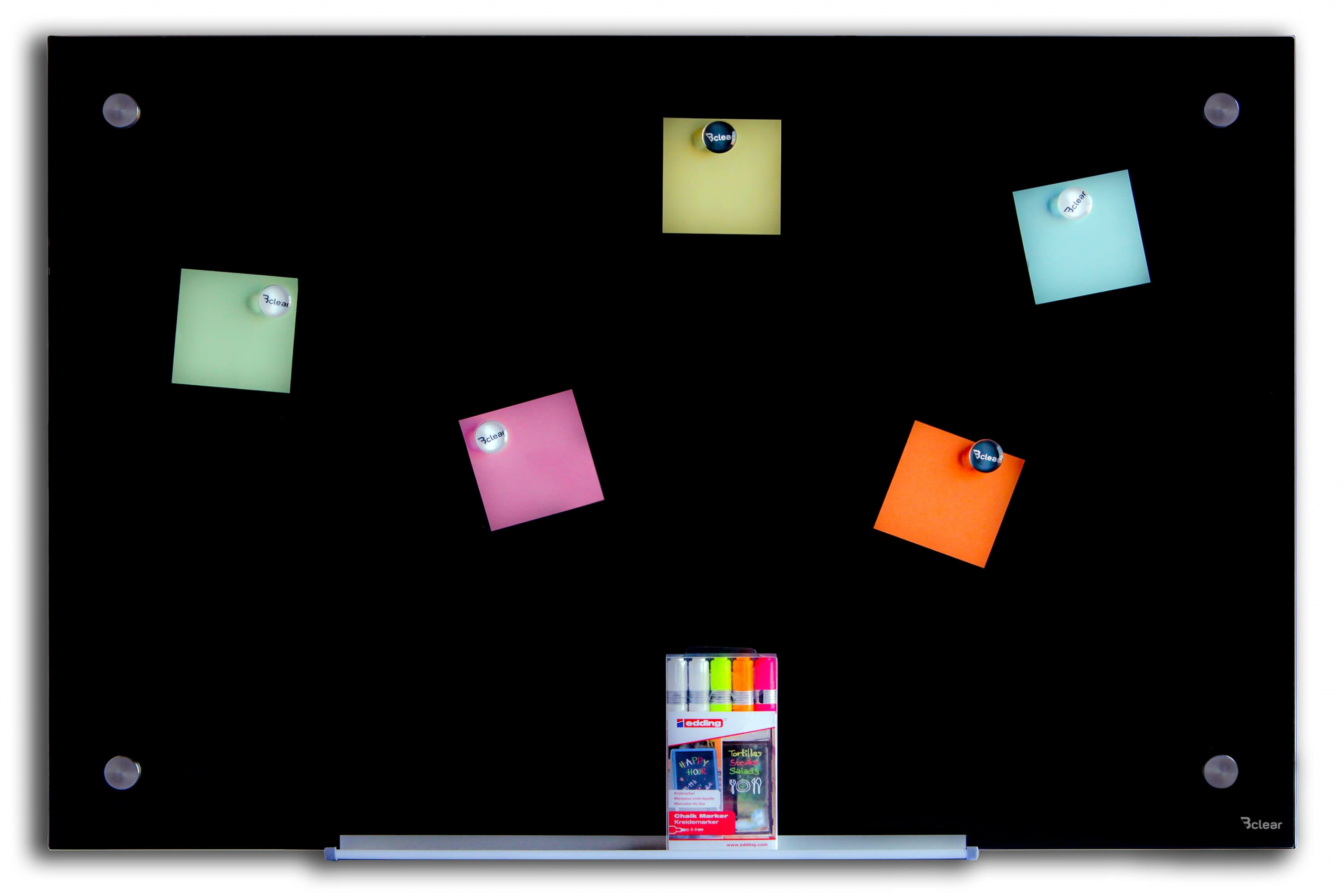 לוח מחיק זכוכית מגנטי שחור 60x90 ס"מ - Bclear