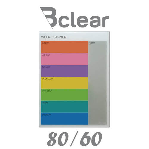 לוח מחיק זכוכית מגנטי תכנון שבועי 60X80 ס"מ צבעוני