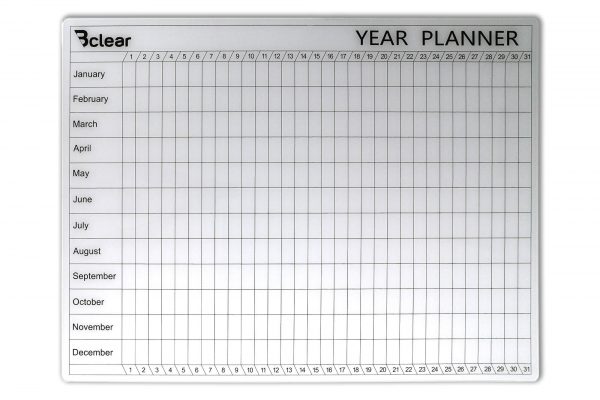 לוח תכנון שנתי מחיק זכוכית מגנטי 120×90 ס"מ – Bclear