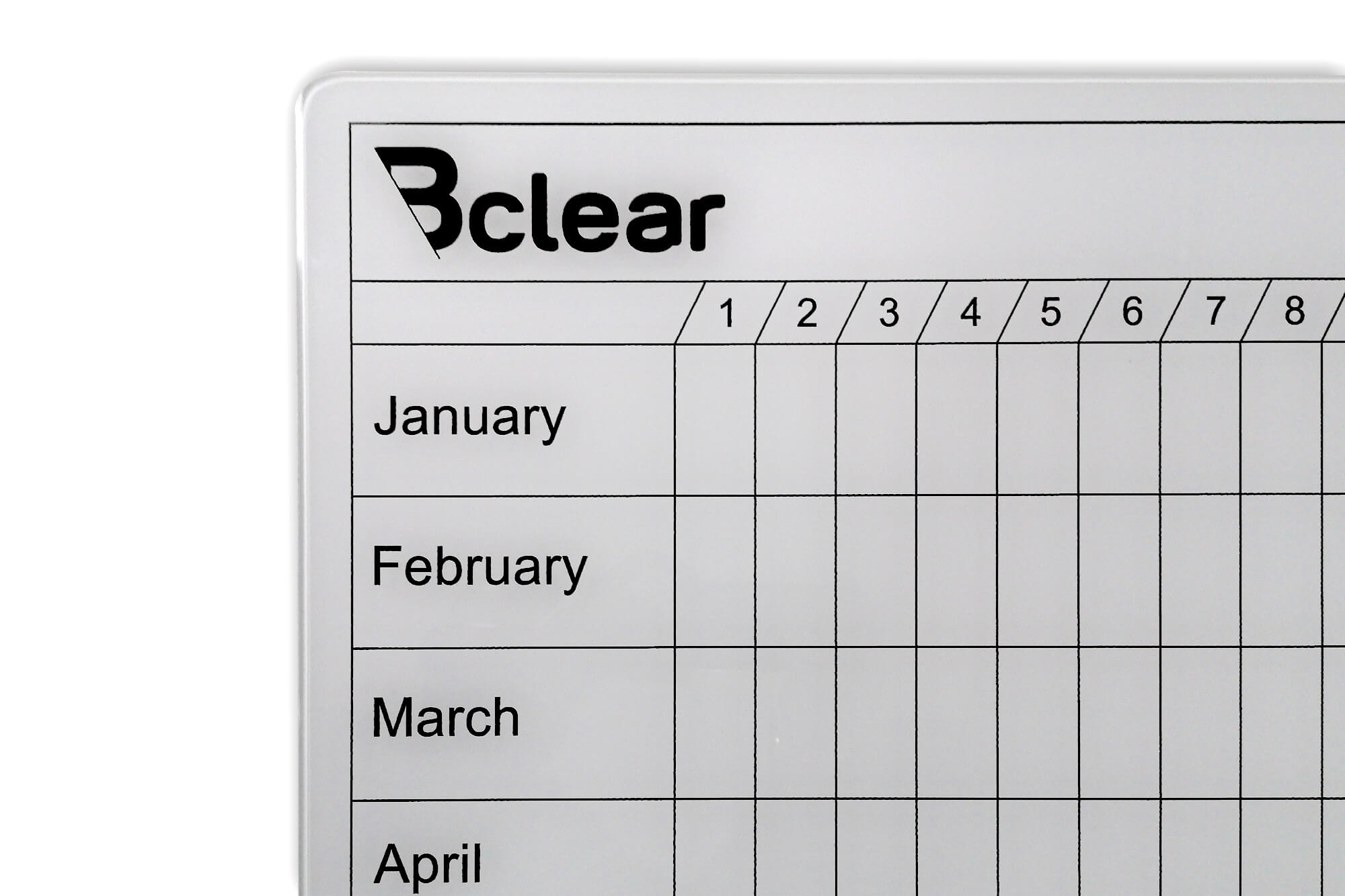 לוח תכנון שנתי מחיק זכוכית מגנטי 120×90 ס"מ – Bclear